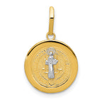 14k With Rhodium Circle St. Benedict Medal Pendant