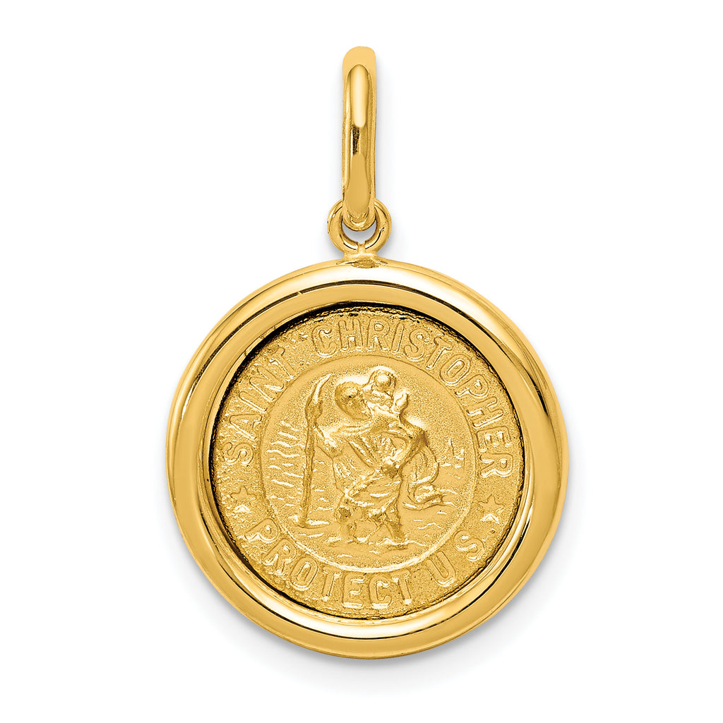14K Polished And Satin St Christopher Medal Pendant
