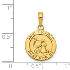 14K Gold Satin and Polished Saint Francis Medal Pendant  Timeless Religious Charm