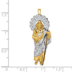 14K Gold St. Jude Pendant with Rhodium Accents and CZ Detailing
