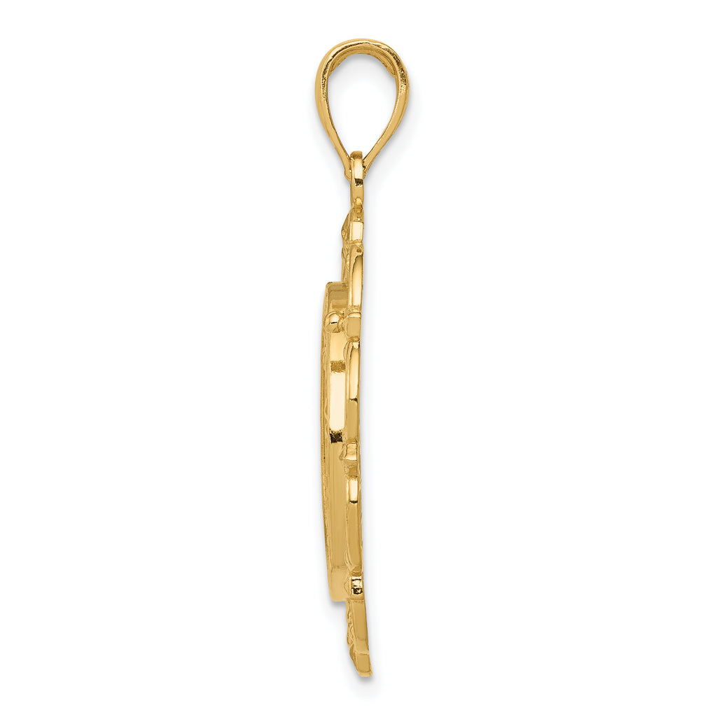 14K Gold Saint Michael Medal Pendant with Polished Satin Finish
