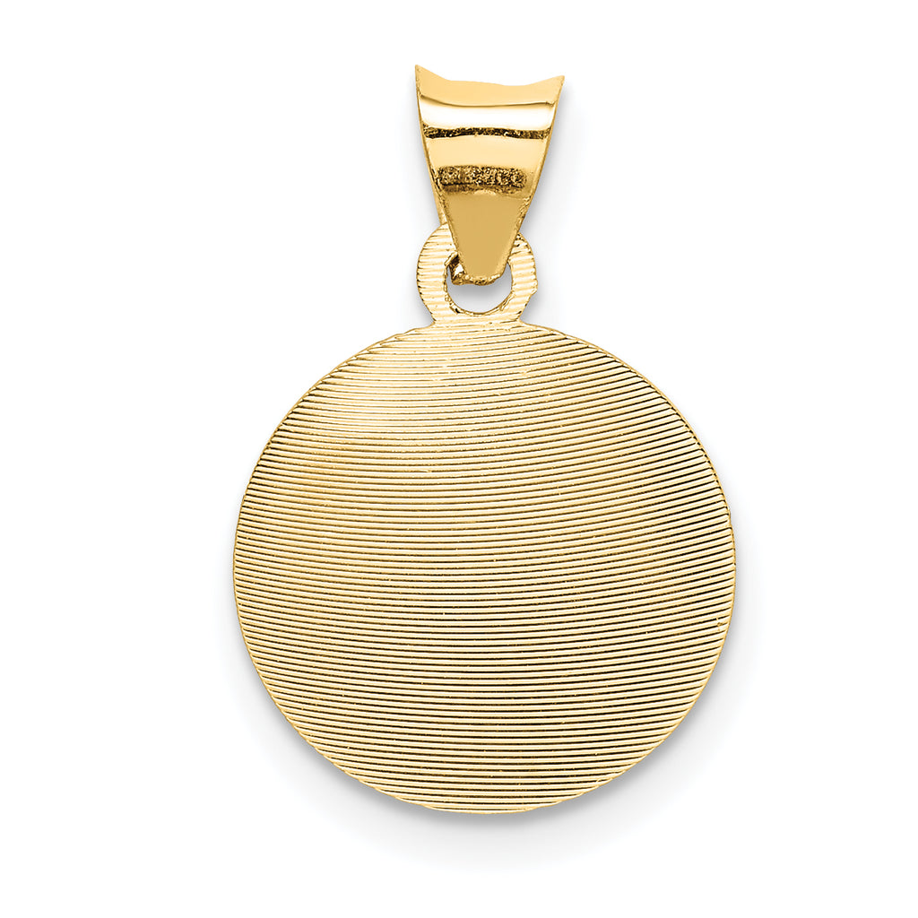 14K Gold Baptism Pendant with Rose & White Rhodium Diamond-Cut Design