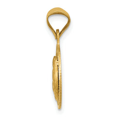 14K Gold Polished Baptism Circle Pendant with Diamond-Cut Detail