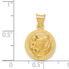 14K Gold Polished Baptism Circle Pendant with Diamond-Cut Detail