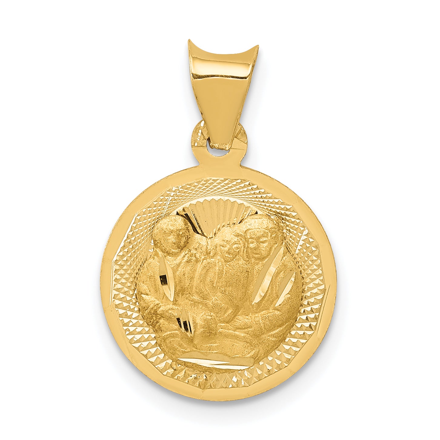 14k Polished and D/C Baptism Circle Pendant Main image