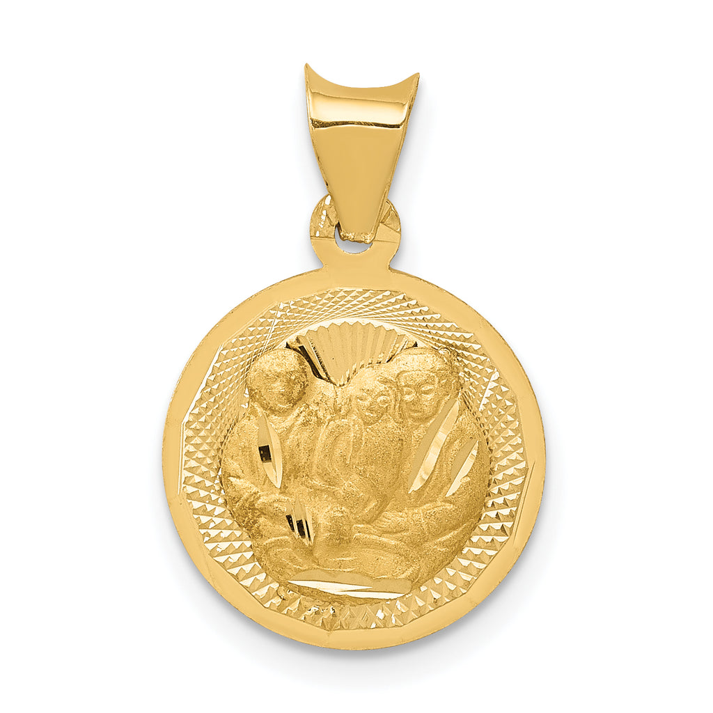 14k Polished and D/C Baptism Circle Pendant