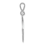 14K White Gold Claddagh Pendant with Polished Rhodium Finish 33mm