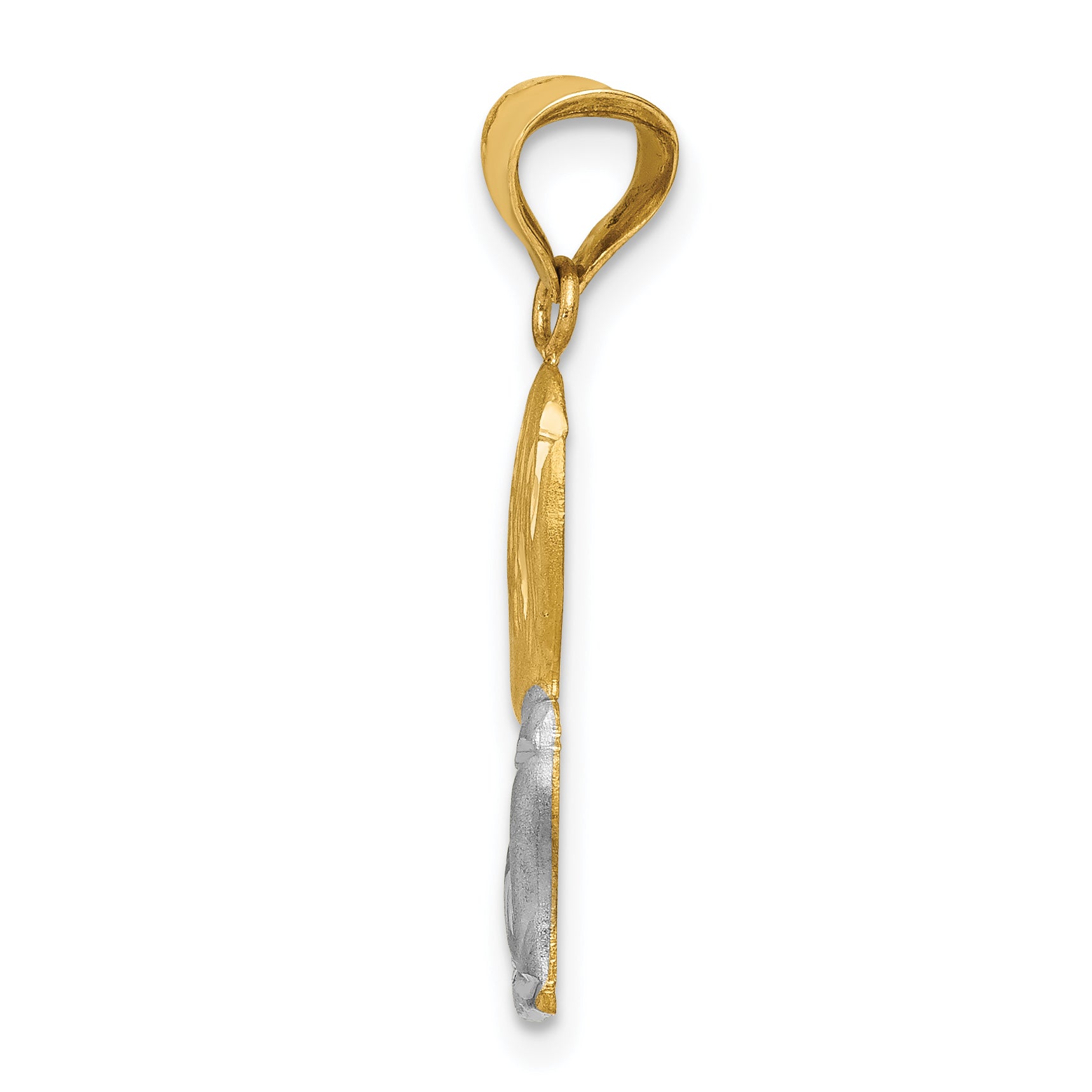 14K Gold Diamond-Cut Boy Communion Pendant with Rhodium Accent Secondary image