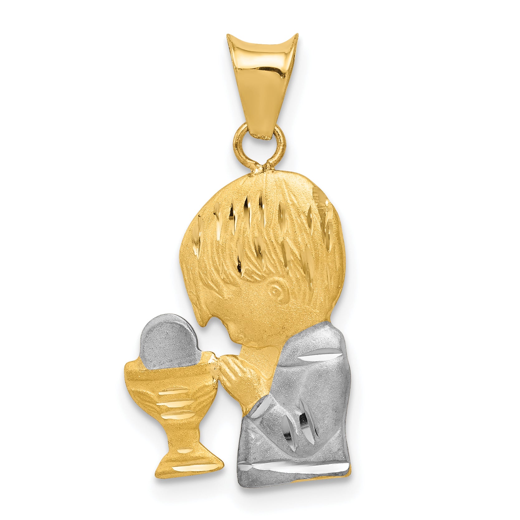 14K W/Rhodium D/C Boy Communion Semi-solid Pendant Main image