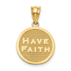 14K Gold Polished Reversible Faith and Footprints Pendant