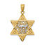 14k Two-tone Gold Polished Star of David w/Chai Pendant