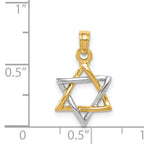 14K Two-Tone Gold Star of David Pendant with Polished Finish