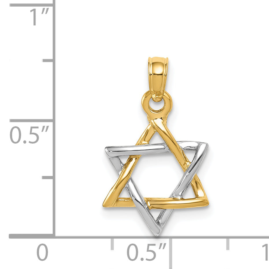 14K Two-Tone Gold Star of David Pendant with Polished Finish
