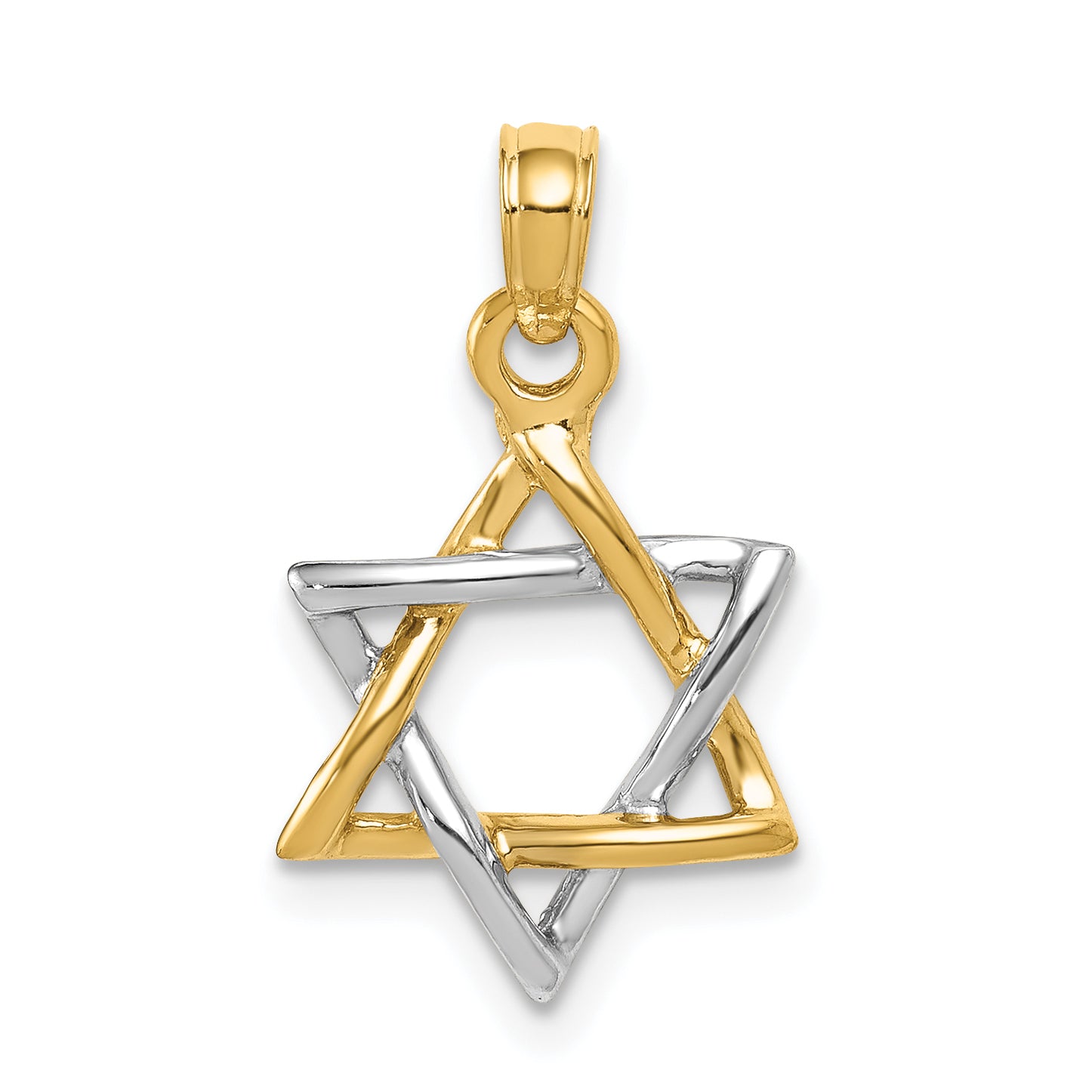 14K Two-tone Polished Star of David Pendant Main image