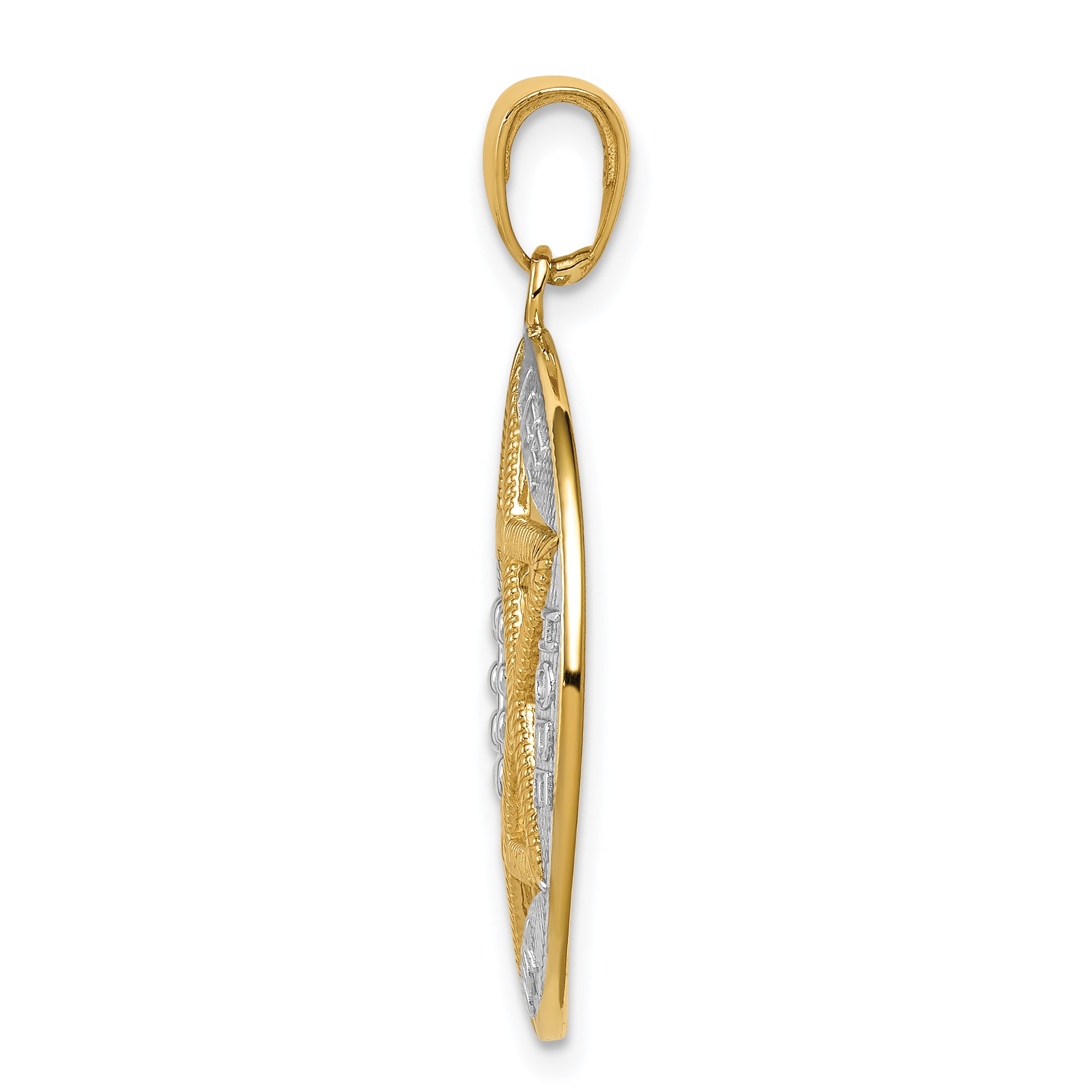 14K Gold Rhodium Polished Star of David Chai Pendant  Elegant Solid Design Secondary image