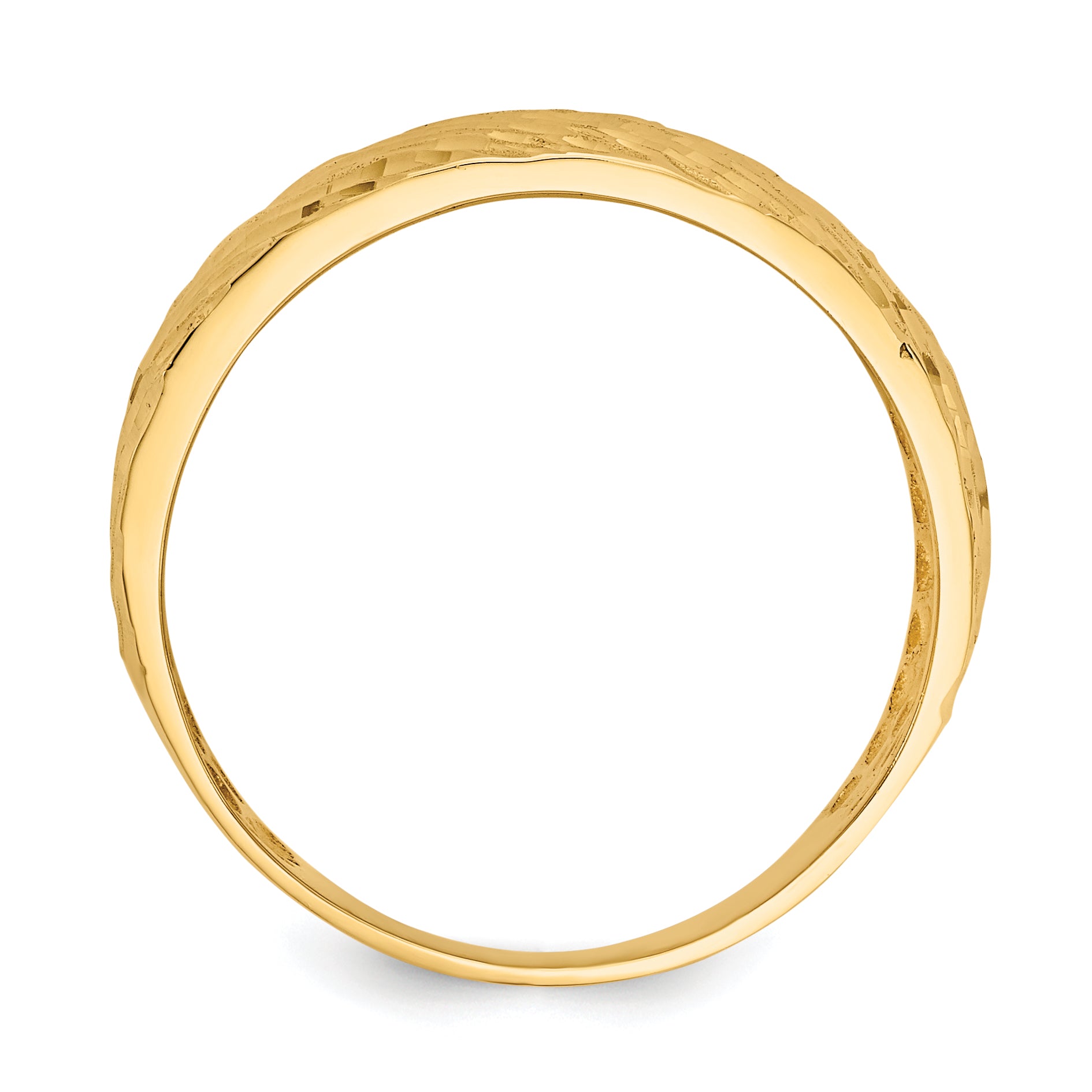 14K Gold Polished Textured Dome Ring Secondary image
