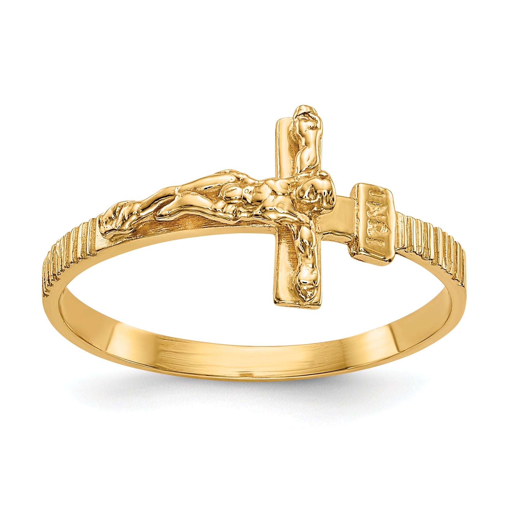 14K Gold Polished Jesus Band Ring Main image