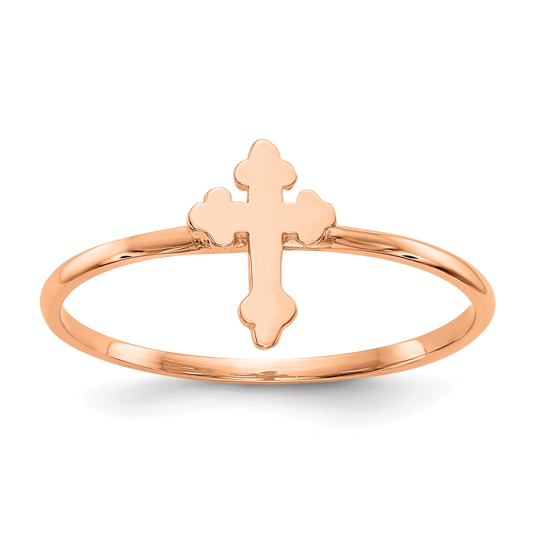 14k Rose Gold Polished Cross Ring