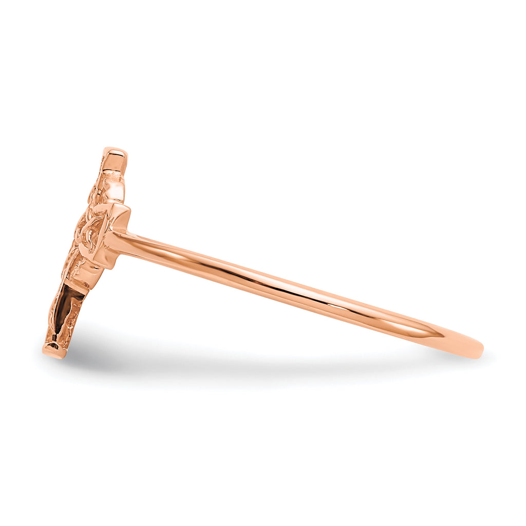 14k Rose Gold Polished Celtic Cross Ring