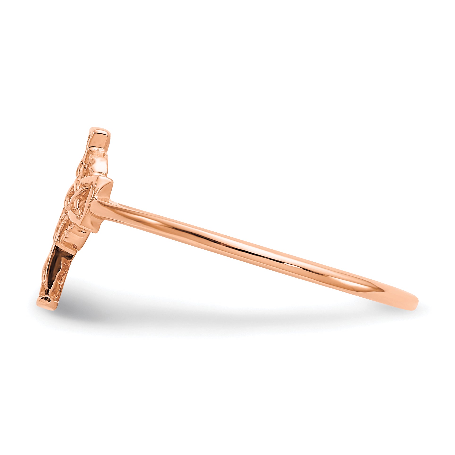 14k Rose Gold Polished Celtic Cross Ring