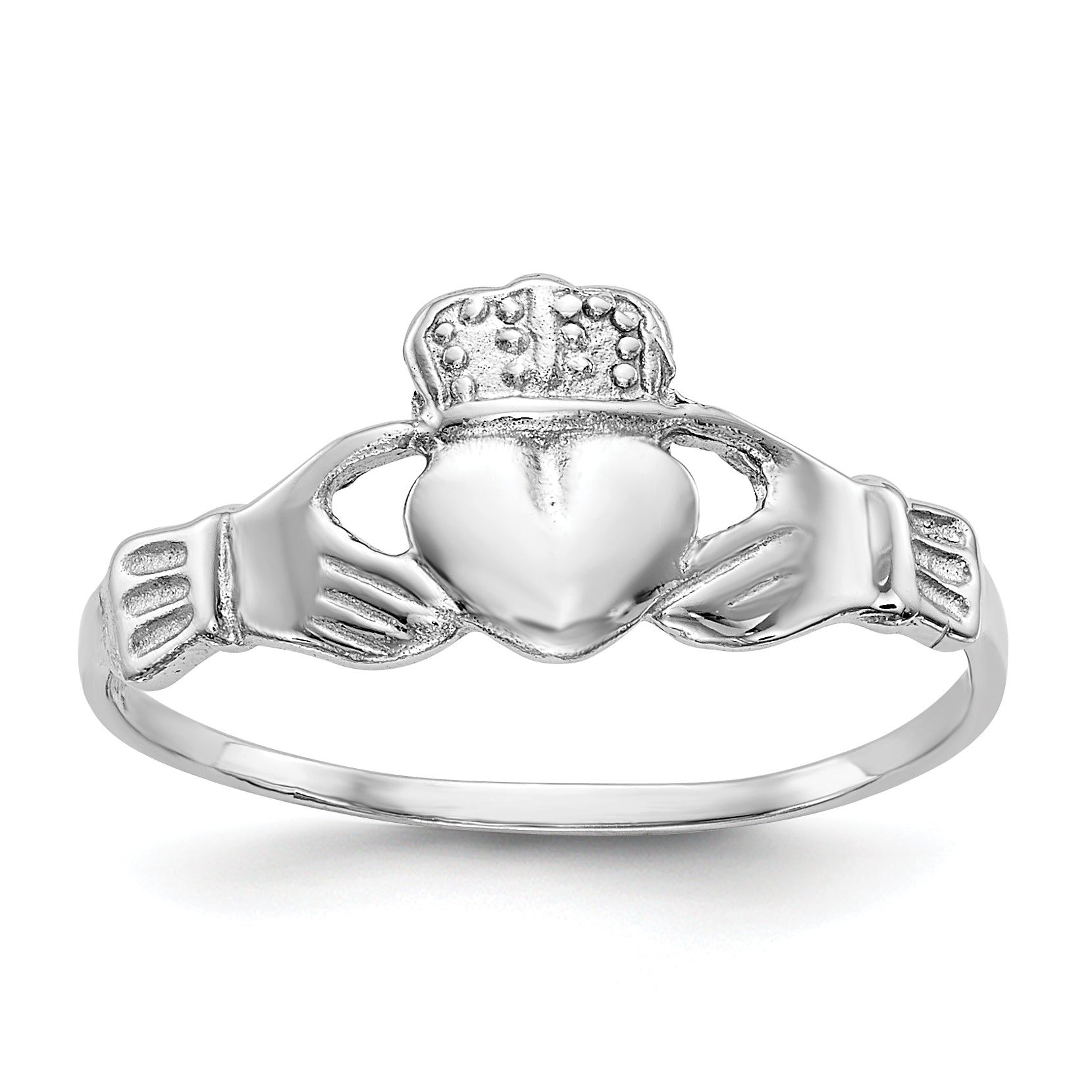 14k White Gold Polished Claddagh Ring Main image