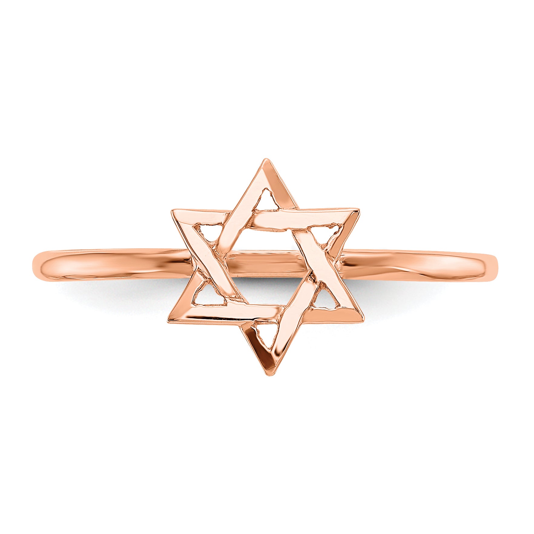 14k Rose Gold Polished Star of David Ring - 7