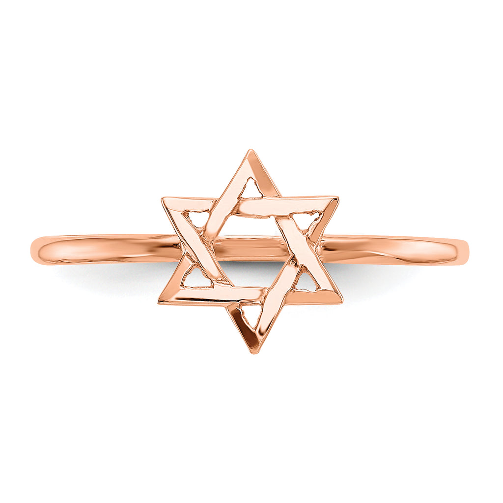 14k Rose Gold Polished Star of David Ring