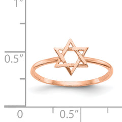 14k Rose Gold Polished Star of David Ring - 7