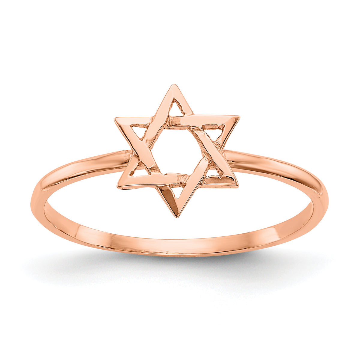 14k Rose Gold Polished Star of David Ring