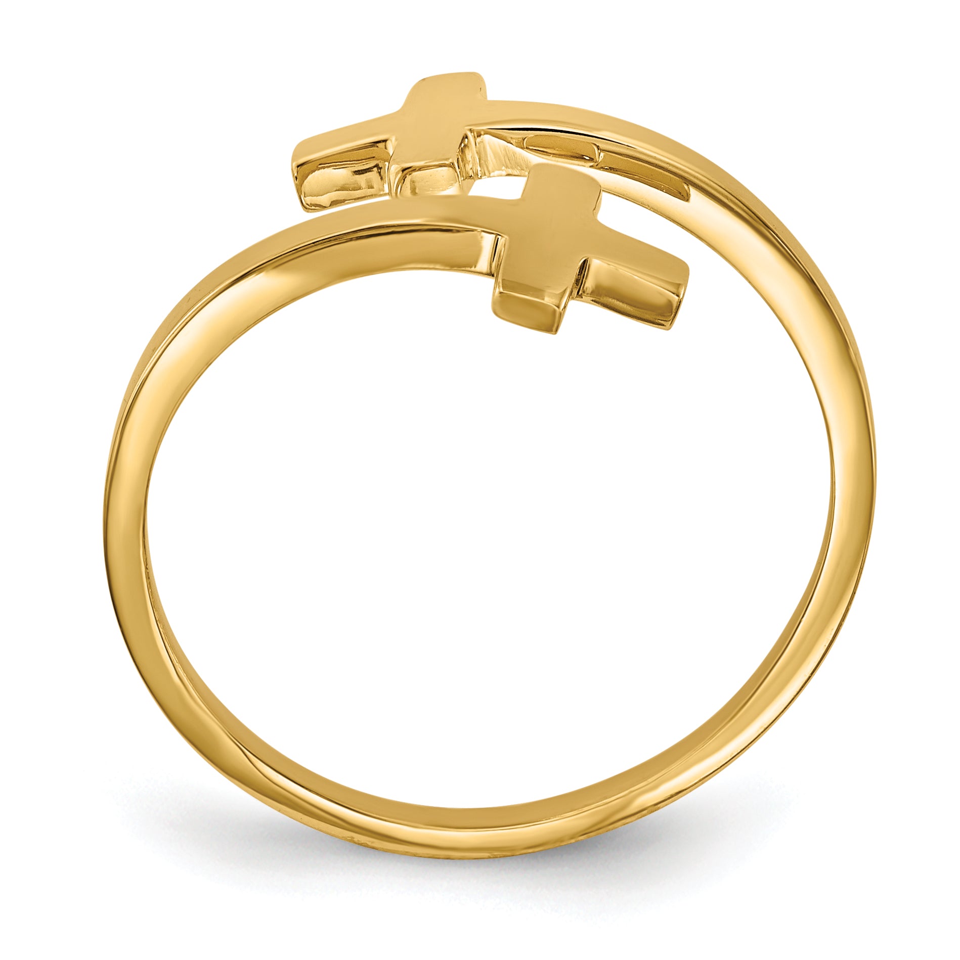 14k Polished Double Cross Ring Secondary image