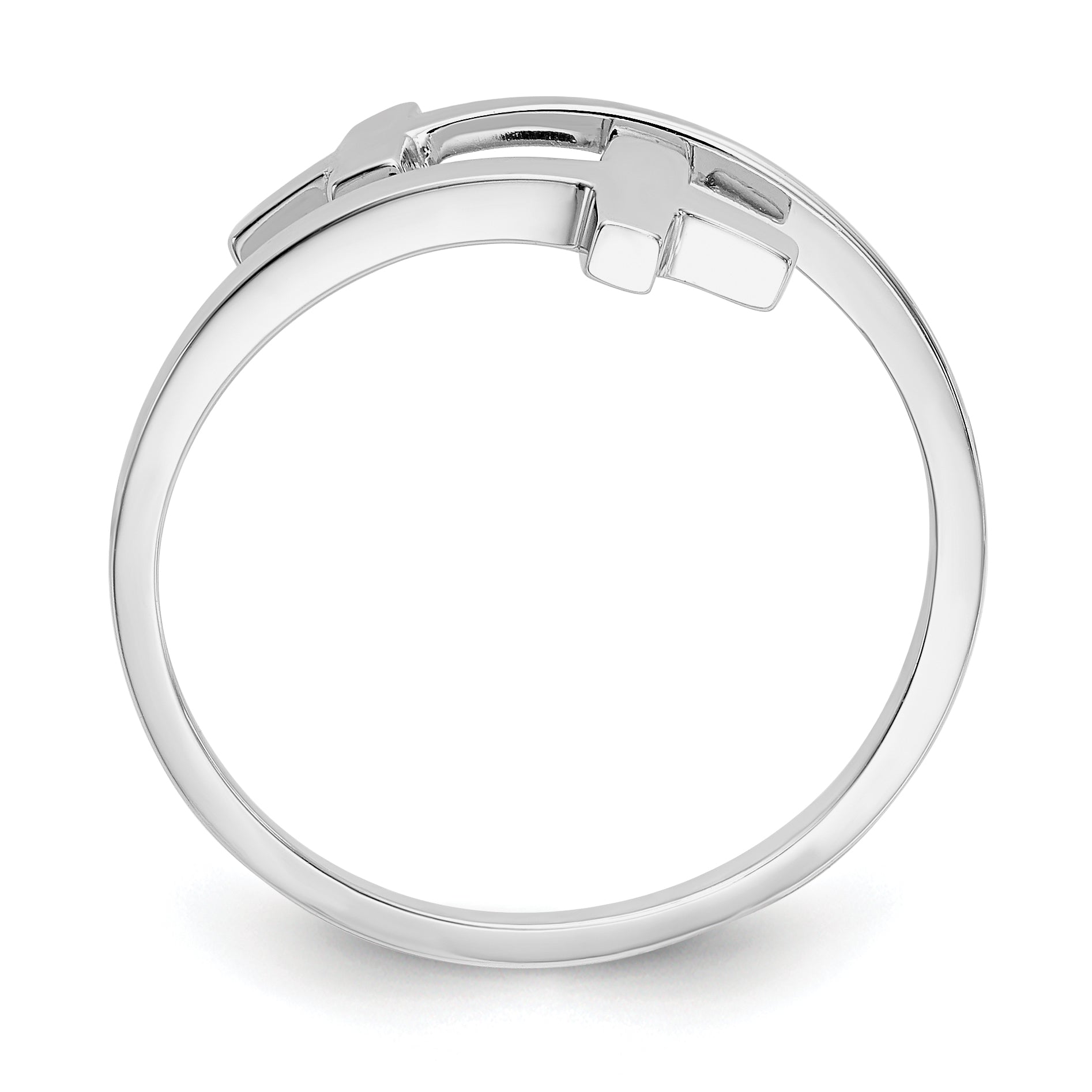 14k White Gold Polished Double Cross Ring Secondary image