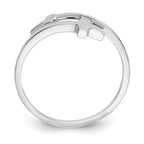 14k White Gold Polished Double Cross Ring