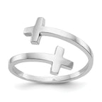 14k White Gold Polished Double Cross Ring