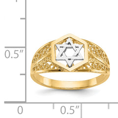 14k Two-Tone Polished Star of David Ring