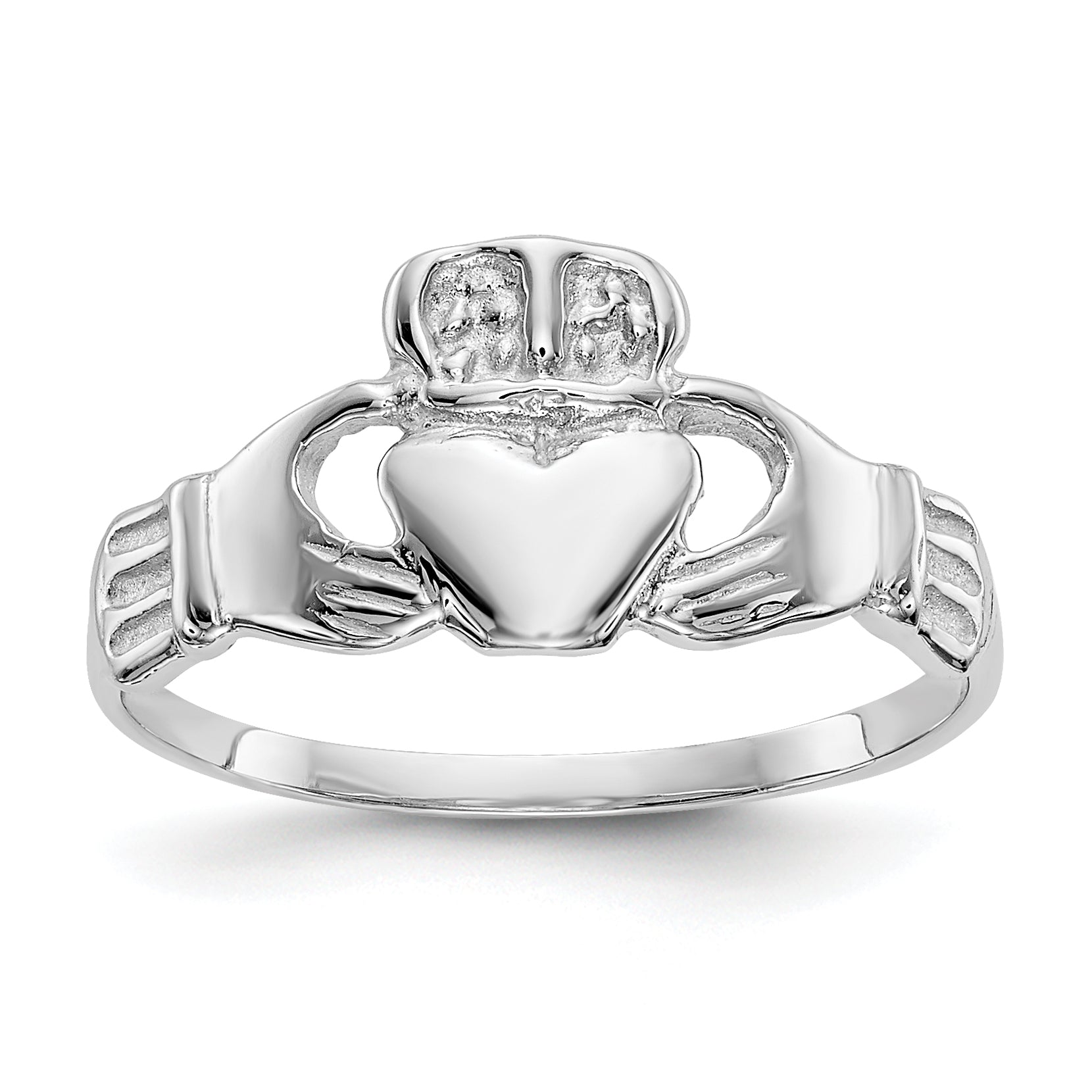 14k White Gold Polished Claddagh Ring Main image