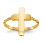 14k Polished Textured Cross Ring