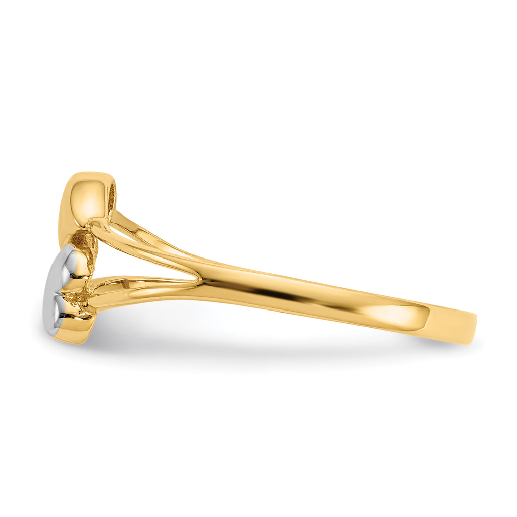 14k with Rhodium Double Heart Ring