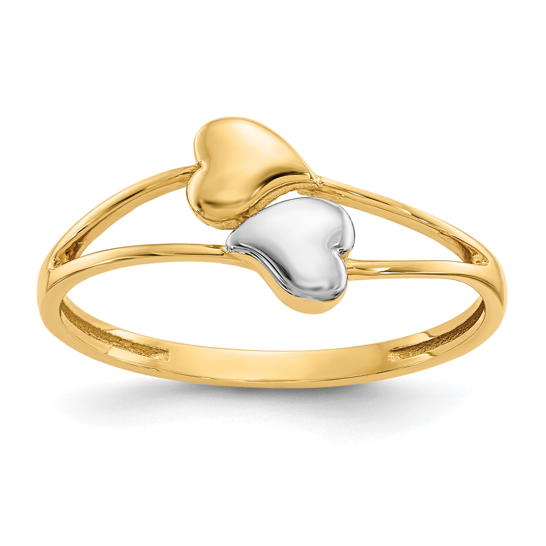 14k with Rhodium Double Heart Ring Main image