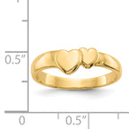 14k Gold Polished Adjoining Hearts Ring