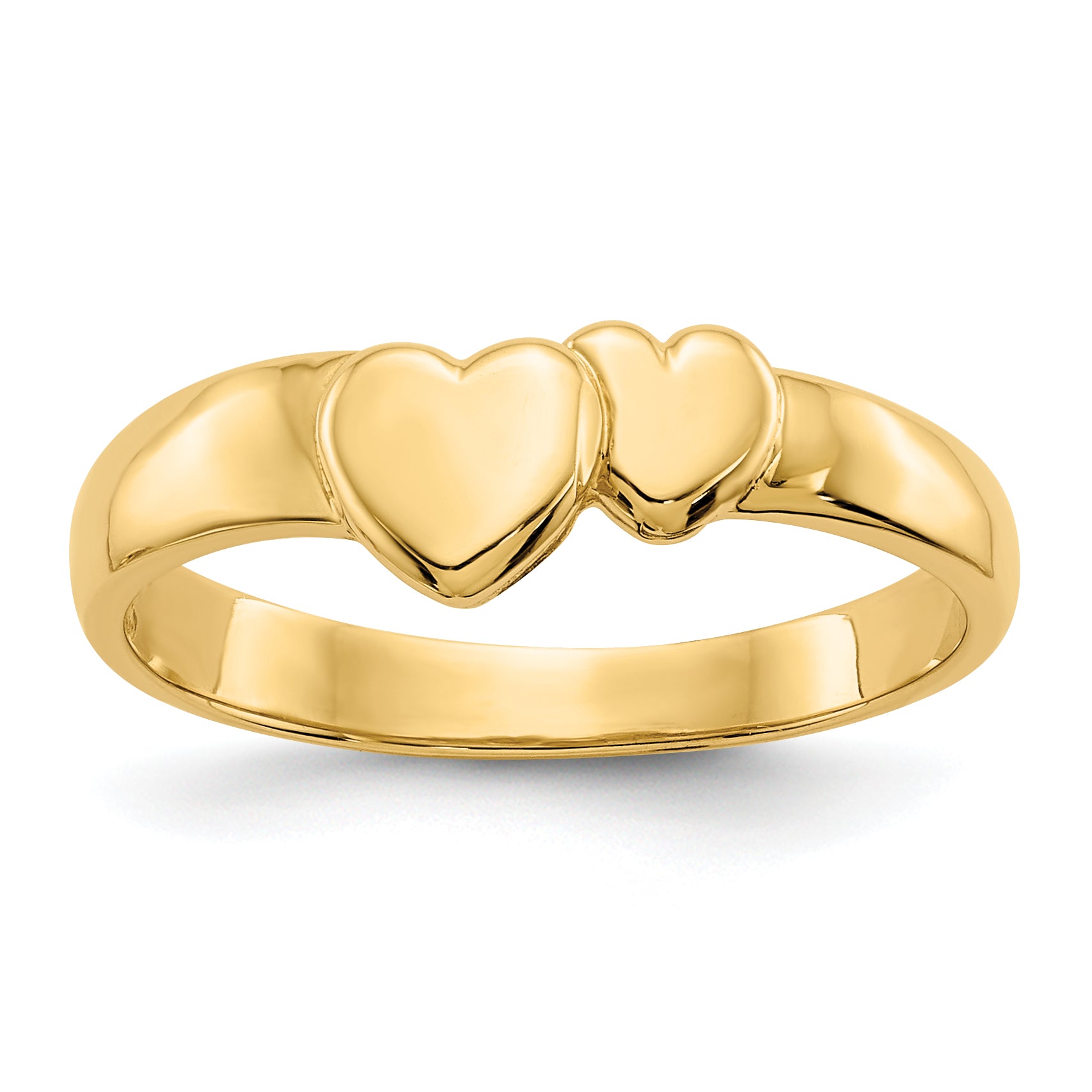 14k Gold Polished Adjoining Hearts Ring Main image