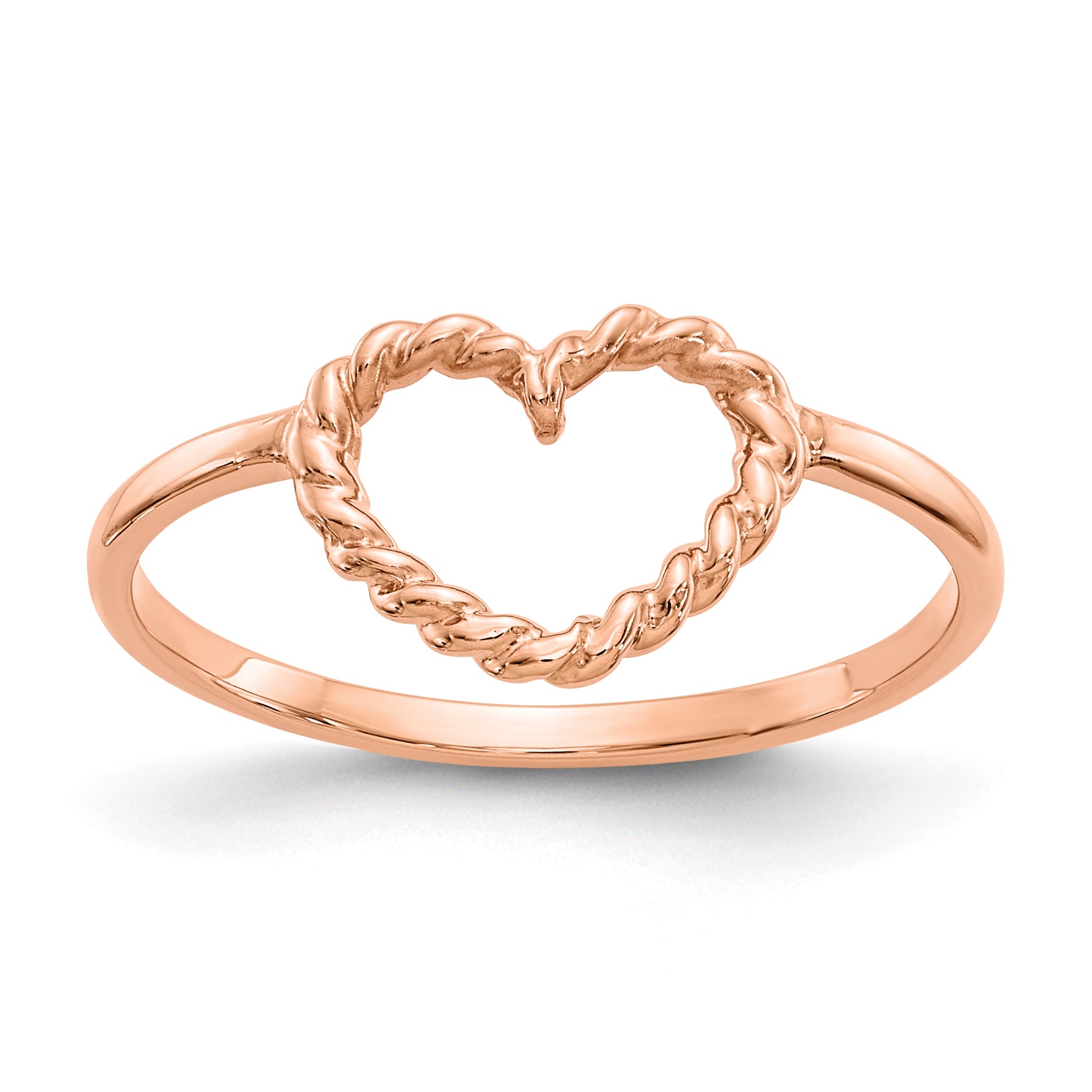 14k Rose Gold Polished & Textured Heart Ring Main image