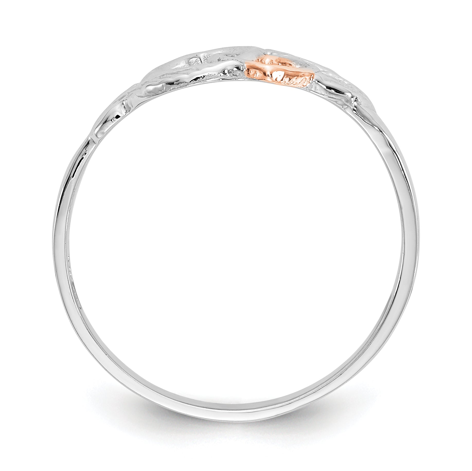 14K White and Rose Gold-Plated Polished Hearts and Leaves Ring Secondary image