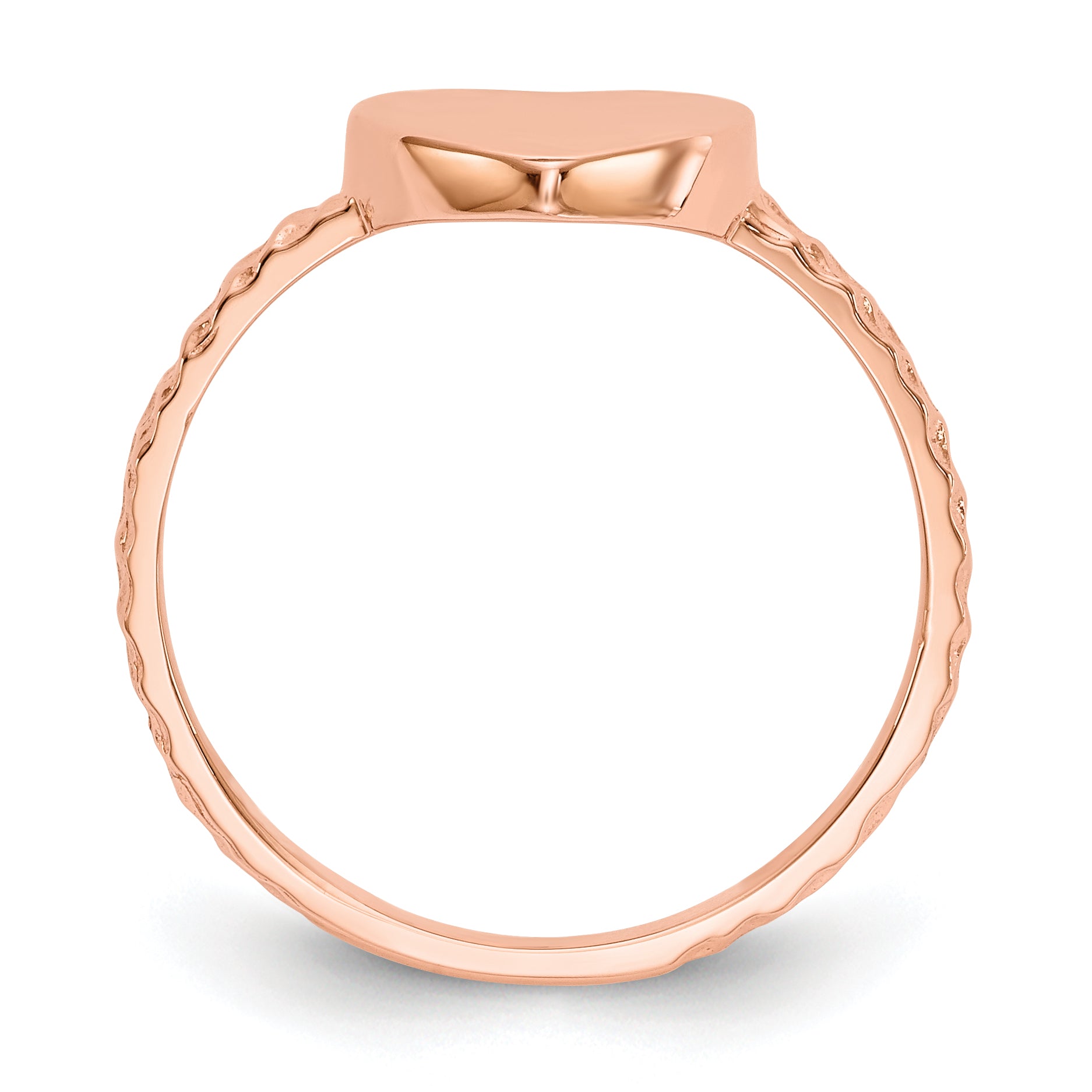 14k Rose Gold Polished Textured Heart Ring Secondary image
