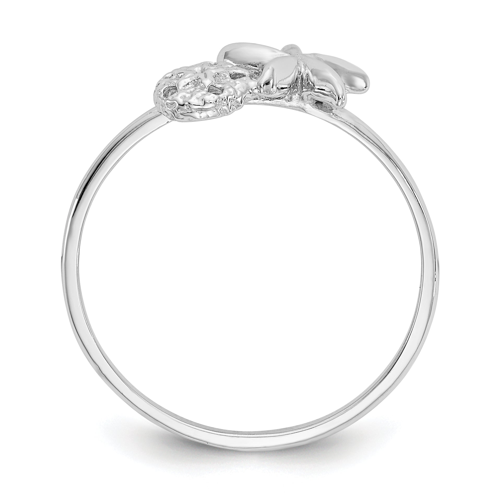 14k White Gold Polished Starfish & Sand Dollar Ring Secondary image