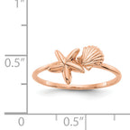14k Rose Gold Polished Shell & Starfish Ring