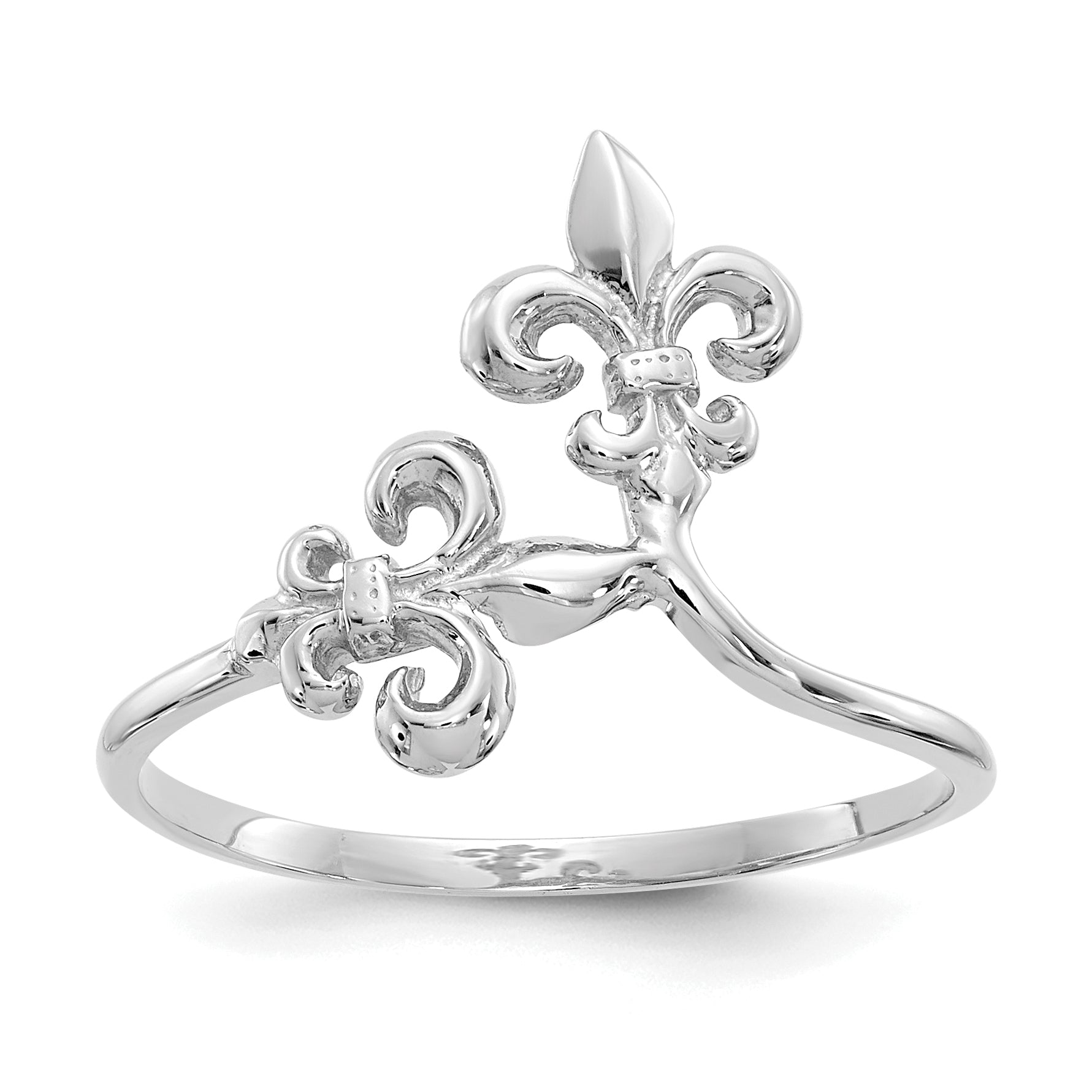 14k White Gold Polished Fleur De Lis Ring Main image