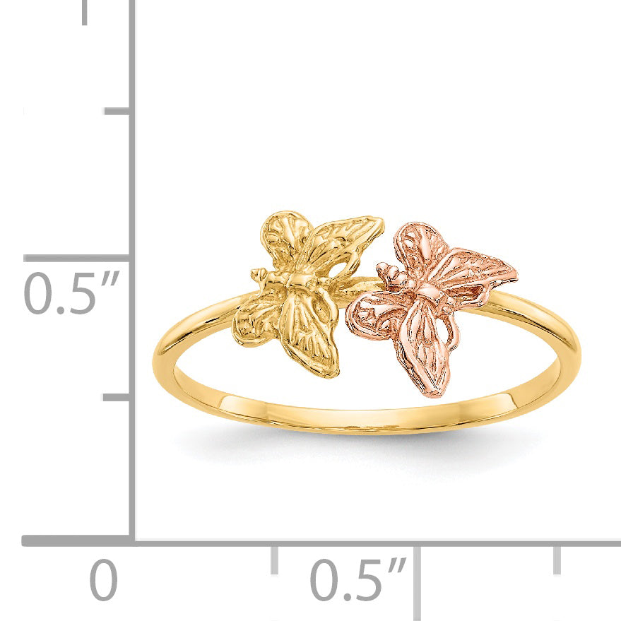 Two Butterflies Ring in 14K Two-Tone Gold