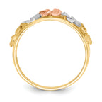 14k Two-Tone & Rhodium Satin/Polished D/C Flower Ring