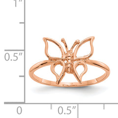 14k Rose Gold Polished Butterfly Ring - 7