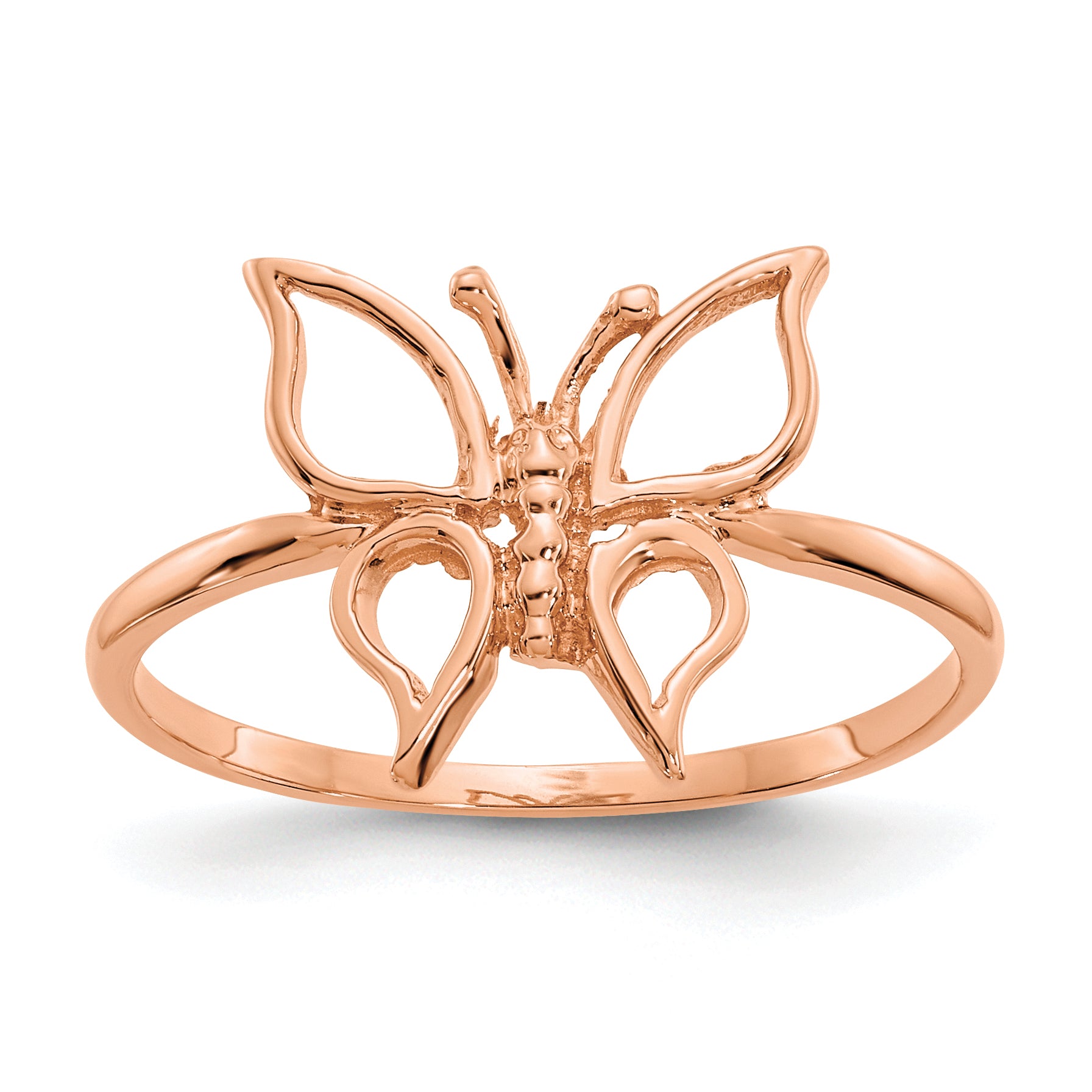 14k Rose Gold Polished Butterfly Ring